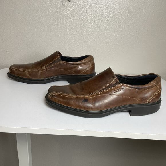 ECCO Men\'s Helsinki Bike Toe Slip-On Brown Leather Loafers Shoes Sz 12 EU 46 main image 5